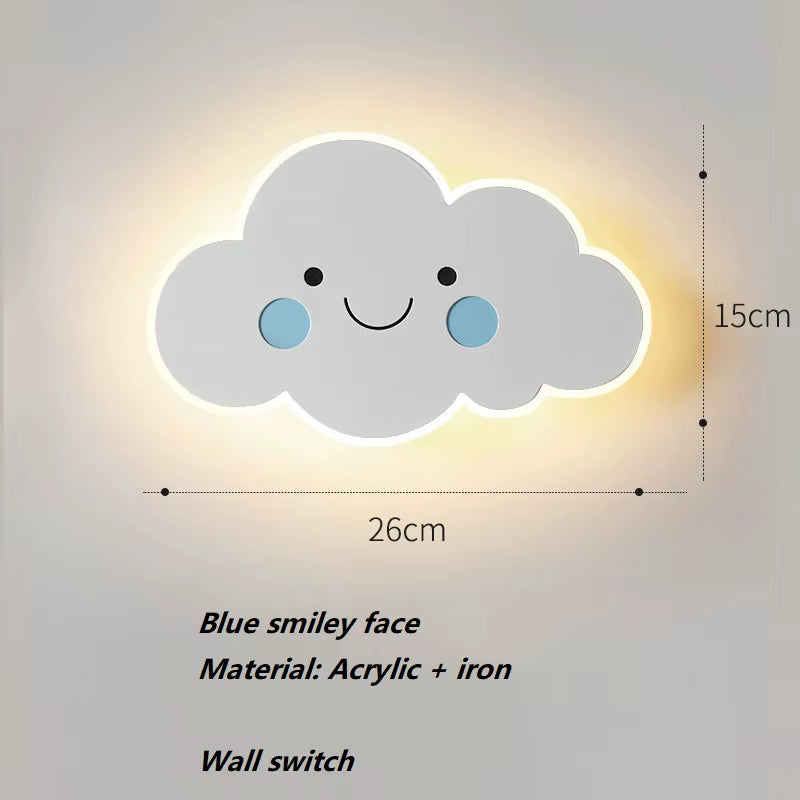 Cloud Wall Lamp Ins Style Minimalist Bedside Lamp Cute Cartoon Boys and Girls Children'S Room Bedroom Wall Lamp Study Lamp