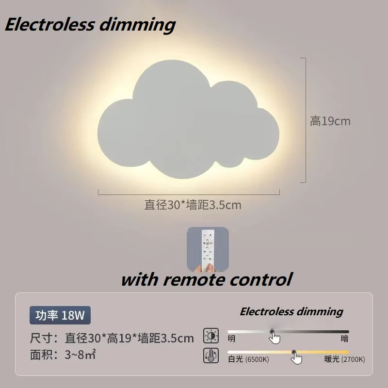 Cloud Wall Lamp Ins Style Minimalist Bedside Lamp Cute Cartoon Boys and Girls Children'S Room Bedroom Wall Lamp Study Lamp