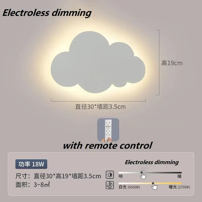 Cloud Wall Lamp Ins Style Minimalist Bedside Lamp Cute Cartoon Boys and Girls Children'S Room Bedroom Wall Lamp Study Lamp
