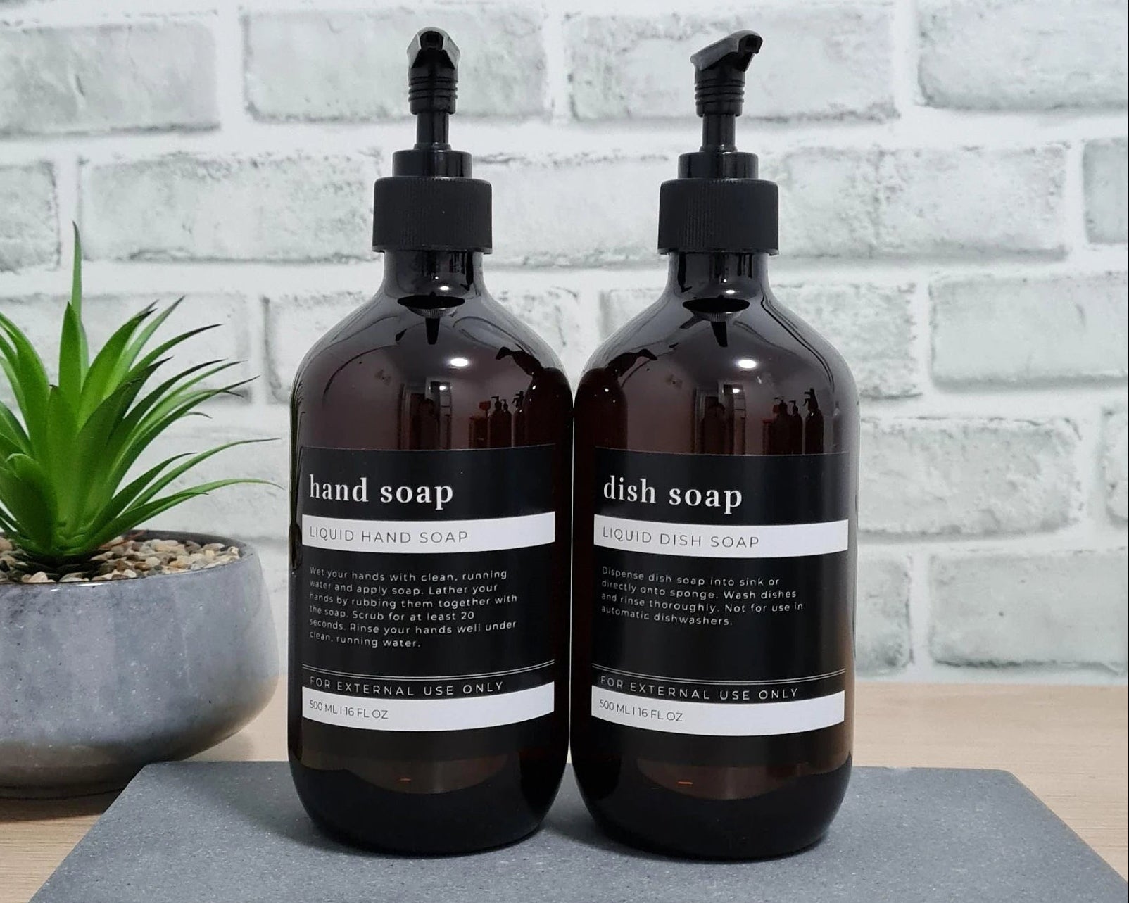 Elevate Your Space with Minimalist Amber Bottles - Eco-Friendly Lotion Pump Dispenser for Home & Kitchen