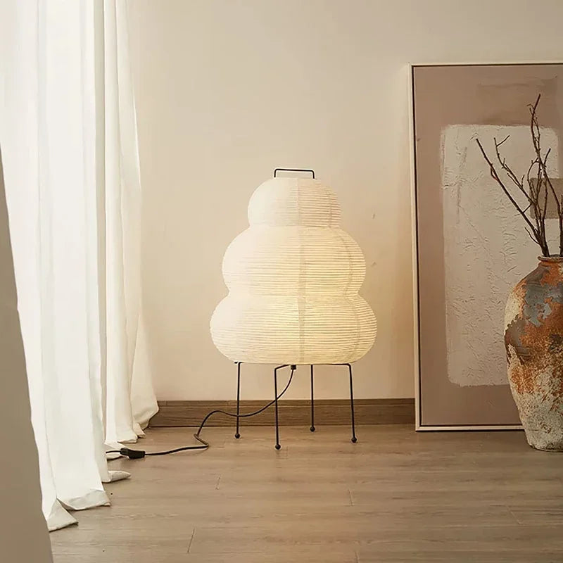 Japanese Design Table Lamp White Rice Paper Decorative Desk Lights for Bedroom Living/Dining Room Study Loft
