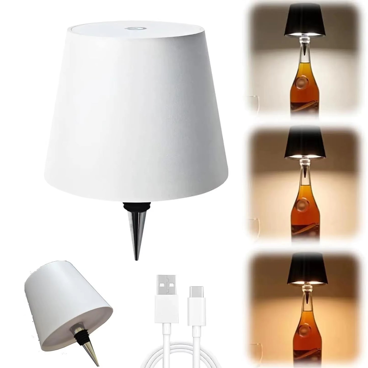 Wireless Wine Bottle Lamp Type-C Charging Touch Control Wine Bottle Light Dimming LED Table Lamp Cafe Bar Atmosphere Night Light