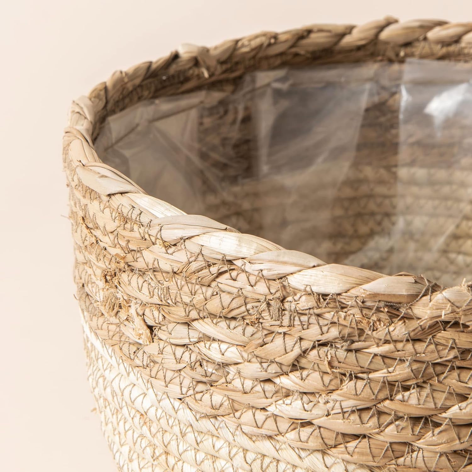 Seagrass Planter Basket Indoor Outdoor, Flower Pots Cover, Plant Containers, Beige, 10 Inch