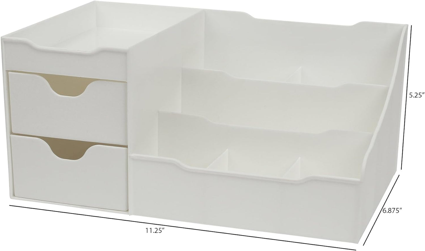 Elegant White Cosmetic Storage Organizer - Perfect for Your Vanity, Bathroom Counter, or Dresser - Effortlessly Organize Cosmetics, Jewelry, and Hair Accessories!