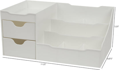 Elegant White Cosmetic Storage Organizer - Perfect for Your Vanity, Bathroom Counter, or Dresser - Effortlessly Organize Cosmetics, Jewelry, and Hair Accessories!