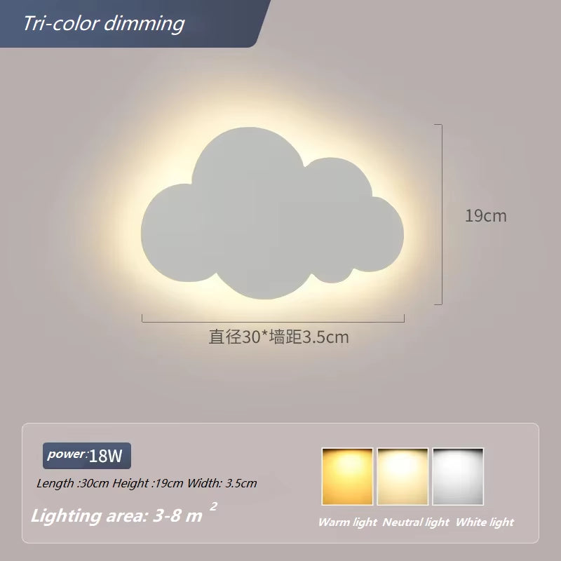 Cloud Wall Lamp Ins Style Minimalist Bedside Lamp Cute Cartoon Boys and Girls Children'S Room Bedroom Wall Lamp Study Lamp