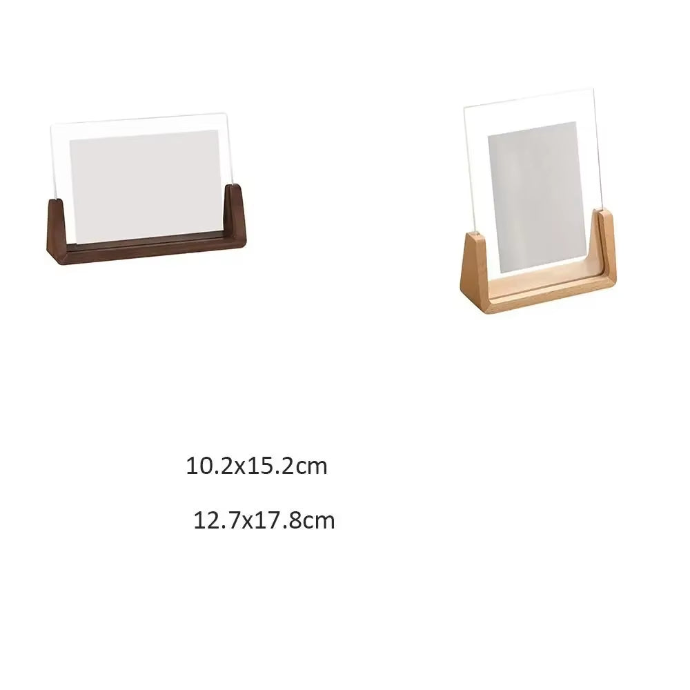 Elegant Walnut & Beech U-Shaped Acrylic Photo Frame - Perfect for Wedding Memories & Office Decor