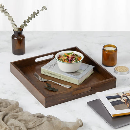 Elegant Black Walnut Solid Wood Serving Tray - Perfect for Ottomans!