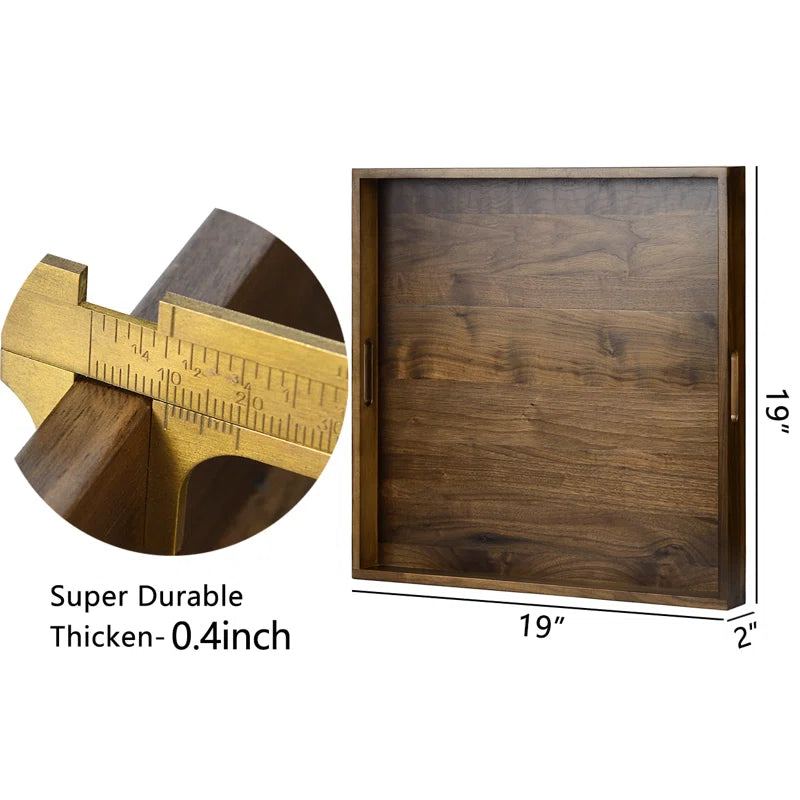 Elegant Black Walnut Solid Wood Serving Tray - Perfect for Ottomans!