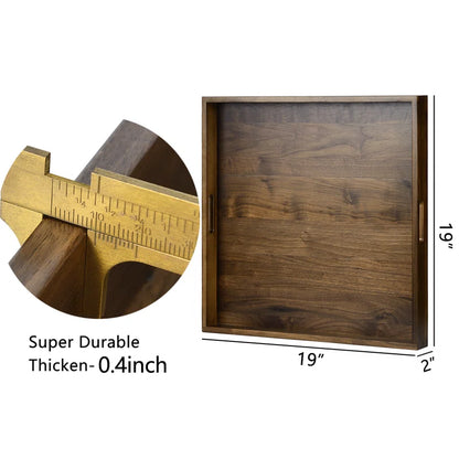 Elegant Black Walnut Solid Wood Serving Tray - Perfect for Ottomans!