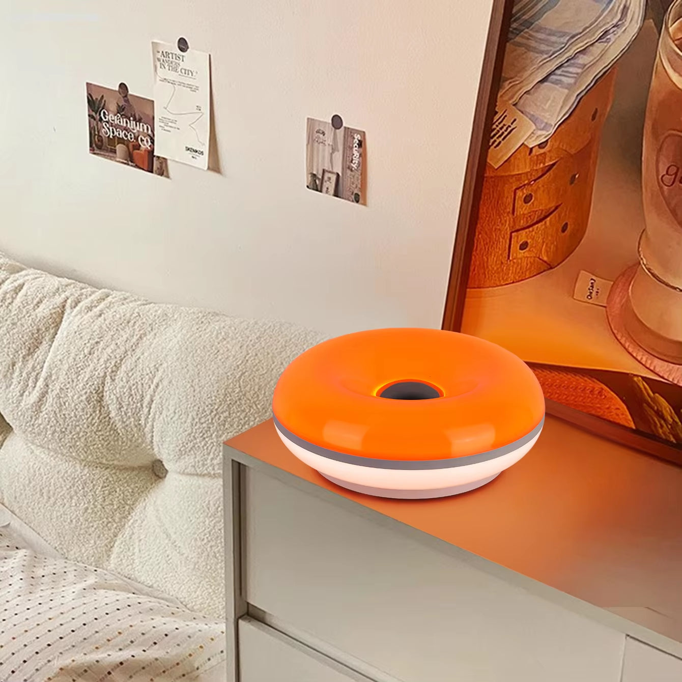 Bauhaus Table Lamp USB Plug Bedroom Bedside Lamp Living Room Dining Room Decoration Donut Ambient Light（Not Glass）