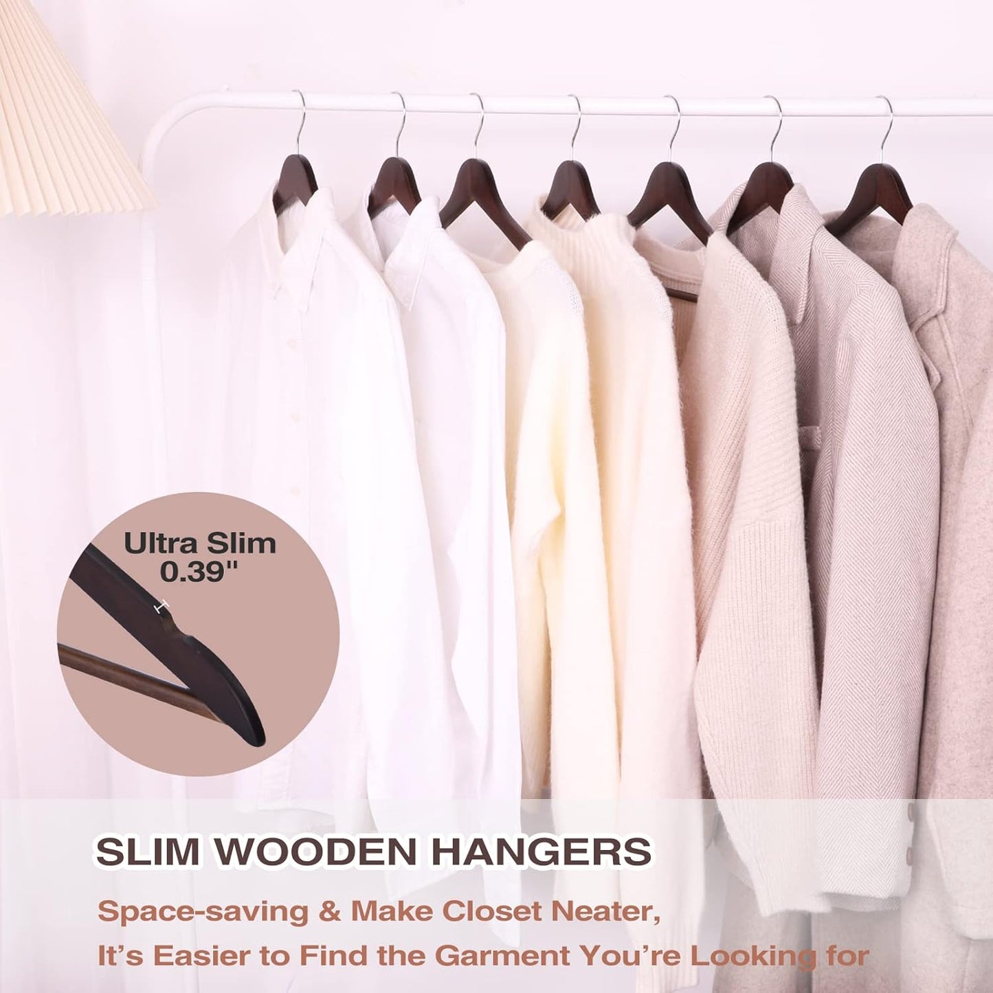 Premium 30 Pack Wooden Hangers - Elegant Smooth Finish with 360° Swivel Hook and Notches for Versatile Clothing Storage - Lightweight Walnut Wood for Coats, Suits, Dresses, and More