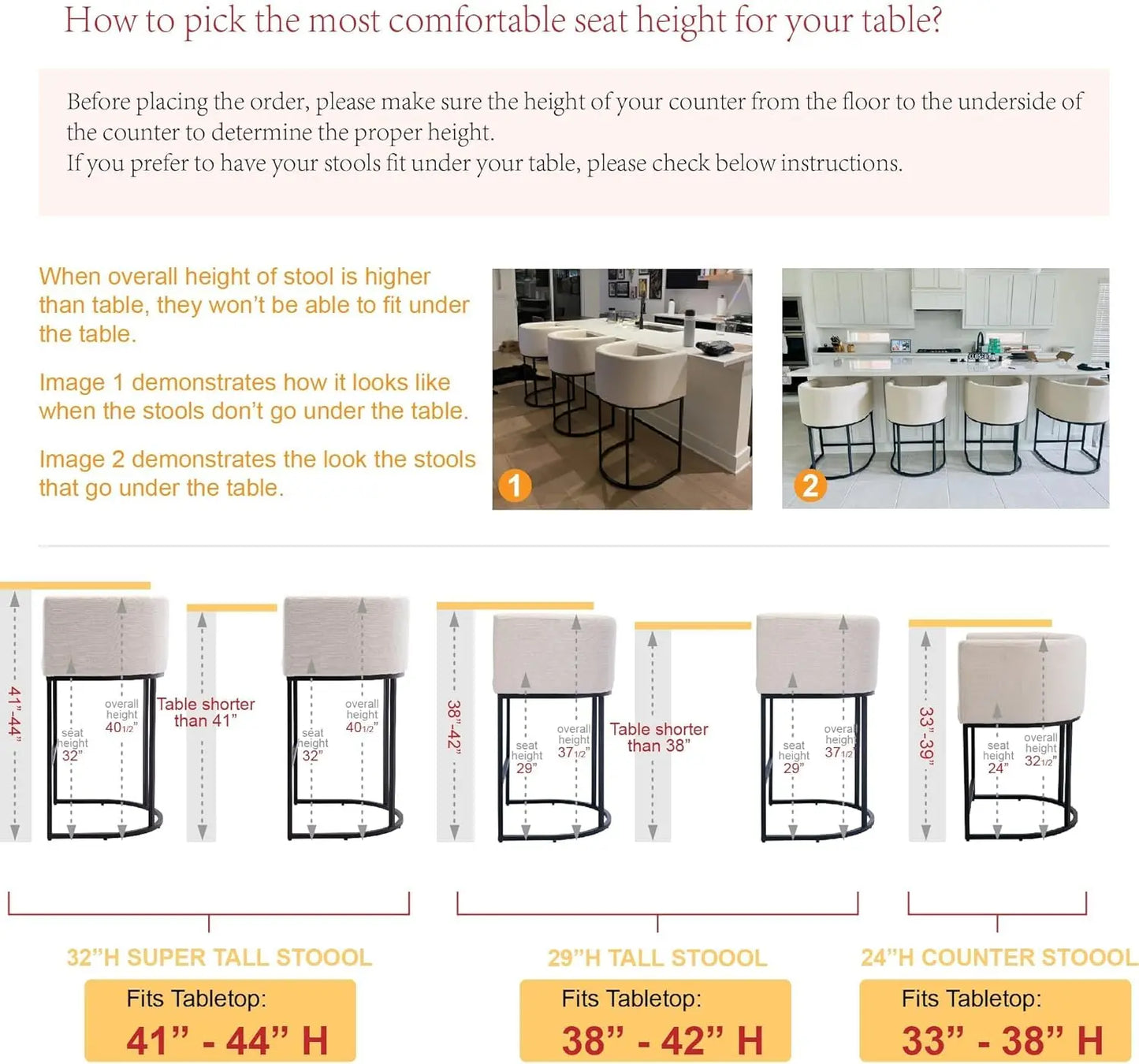 CHAIRUS 24" Counter Height Bar Stools, Modern Barrel Counter Stools with Backrest and Arms, Linen Fabric Bar Chairs with Black Metal Frames and Footrest,Upholstered Accent Bar Stools for Kitchen Island, Dining Room,Cream