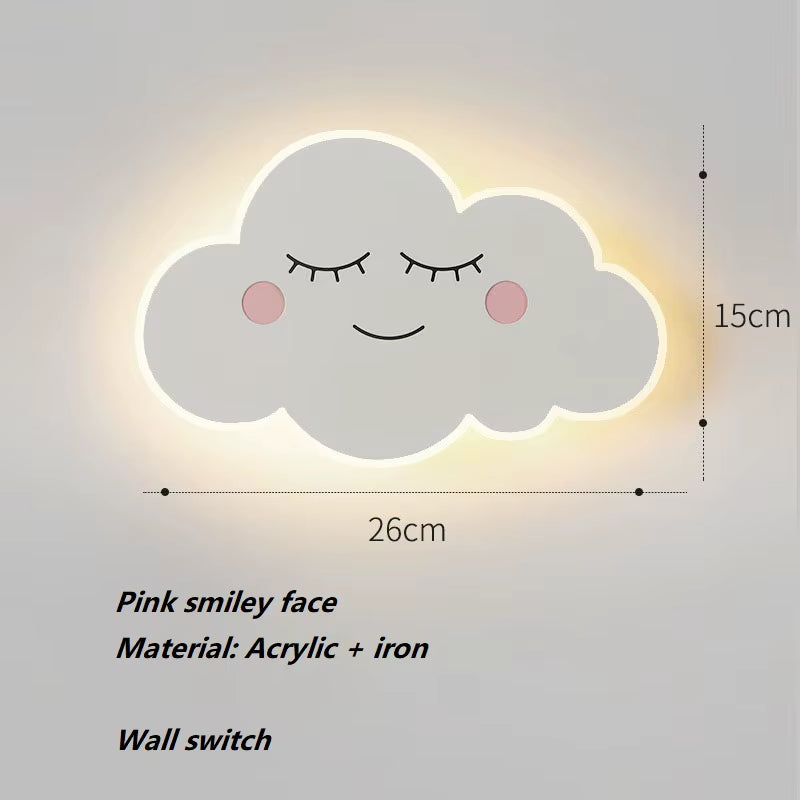Cloud Wall Lamp Ins Style Minimalist Bedside Lamp Cute Cartoon Boys and Girls Children'S Room Bedroom Wall Lamp Study Lamp