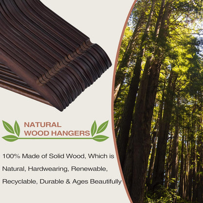 Premium 30 Pack Wooden Hangers - Elegant Smooth Finish with 360° Swivel Hook and Notches for Versatile Clothing Storage - Lightweight Walnut Wood for Coats, Suits, Dresses, and More