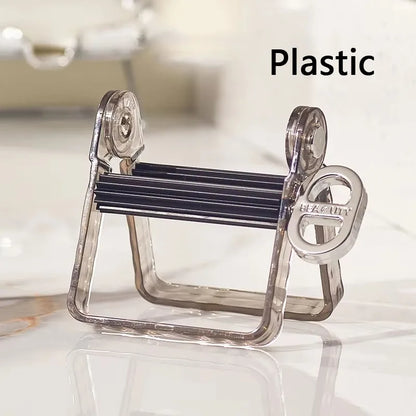 Stainless Steel Silver Toothpaste Squeezer Plastic Hand Cream Sauce Toothpaste Extruder Bathroom Toothbrush Rack Dispenser