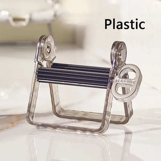 Stainless Steel Silver Toothpaste Squeezer Plastic Hand Cream Sauce Toothpaste Extruder Bathroom Toothbrush Rack Dispenser