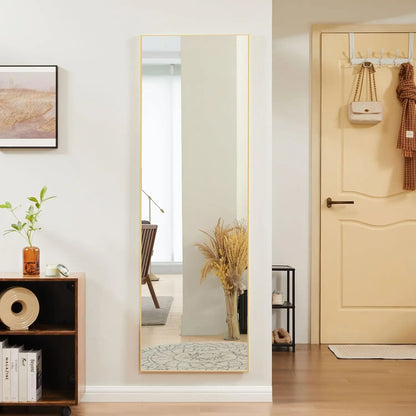 Full Length Black-Arched Floor Mirror with Stand Glassless Design for Bedroom or Living Room Aluminium Decor