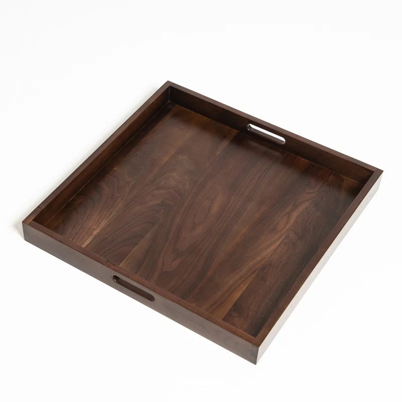 Elegant Black Walnut Solid Wood Serving Tray - Perfect for Ottomans!
