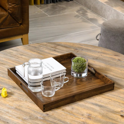 Elegant Black Walnut Solid Wood Serving Tray - Perfect for Ottomans!