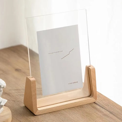 Elegant Walnut & Beech U-Shaped Acrylic Photo Frame - Perfect for Wedding Memories & Office Decor