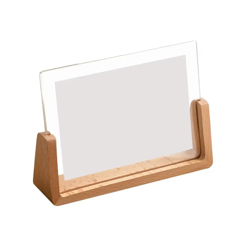Elegant Walnut & Beech U-Shaped Acrylic Photo Frame - Perfect for Wedding Memories & Office Decor