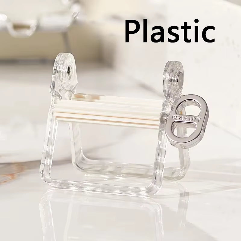 Stainless Steel Silver Toothpaste Squeezer Plastic Hand Cream Sauce Toothpaste Extruder Bathroom Toothbrush Rack Dispenser