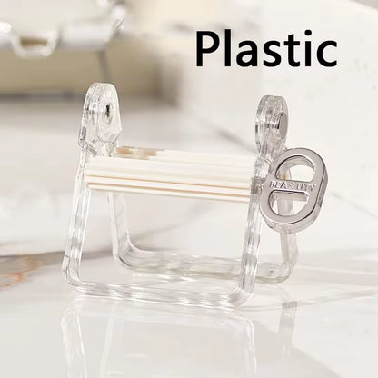 Stainless Steel Silver Toothpaste Squeezer Plastic Hand Cream Sauce Toothpaste Extruder Bathroom Toothbrush Rack Dispenser
