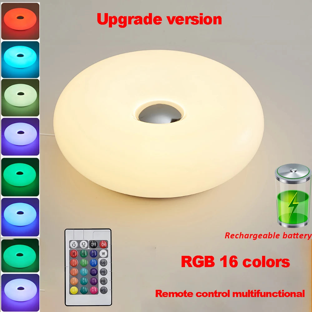 Bauhaus Table Lamp USB Plug Bedroom Bedside Lamp Living Room Dining Room Decoration Donut Ambient Light（Not Glass）