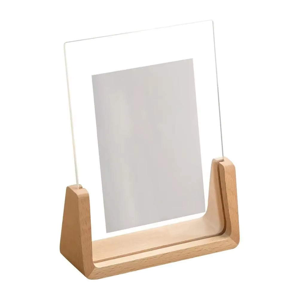Elegant Walnut & Beech U-Shaped Acrylic Photo Frame - Perfect for Wedding Memories & Office Decor