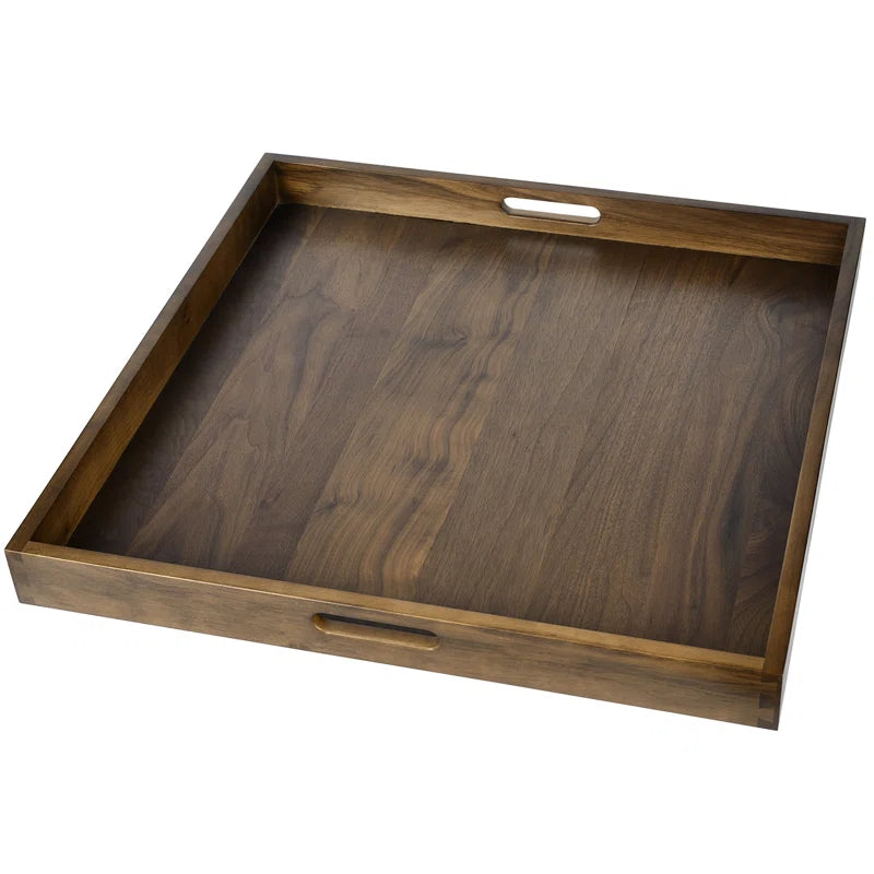 Elegant Black Walnut Solid Wood Serving Tray - Perfect for Ottomans!