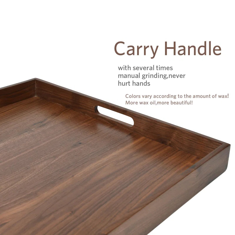 Elegant Black Walnut Solid Wood Serving Tray - Perfect for Ottomans!