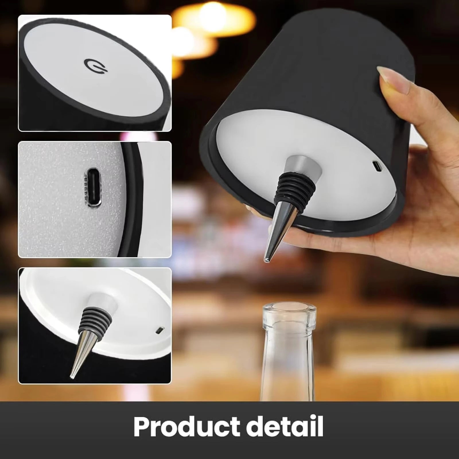 Wireless Wine Bottle Lamp Type-C Charging Touch Control Wine Bottle Light Dimming LED Table Lamp Cafe Bar Atmosphere Night Light