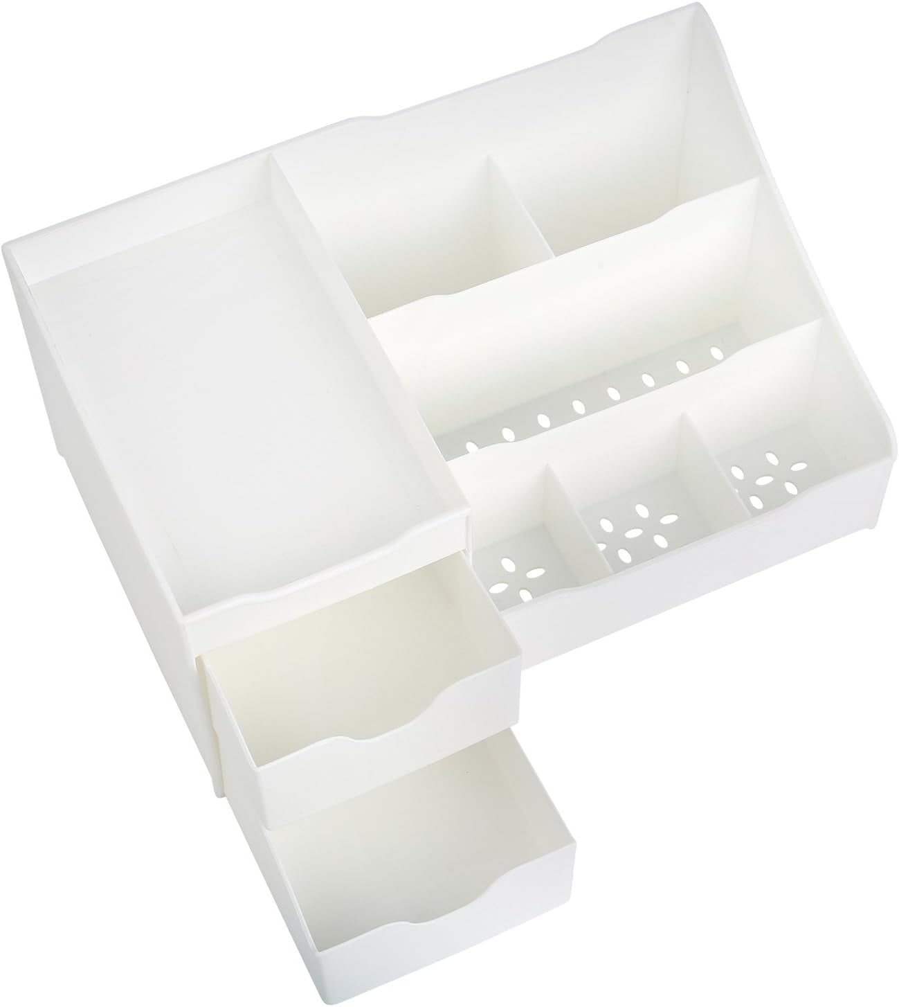 Elegant White Cosmetic Storage Organizer - Perfect for Your Vanity, Bathroom Counter, or Dresser - Effortlessly Organize Cosmetics, Jewelry, and Hair Accessories!