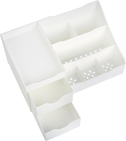 Elegant White Cosmetic Storage Organizer - Perfect for Your Vanity, Bathroom Counter, or Dresser - Effortlessly Organize Cosmetics, Jewelry, and Hair Accessories!
