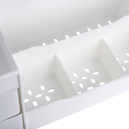 Elegant White Cosmetic Storage Organizer - Perfect for Your Vanity, Bathroom Counter, or Dresser - Effortlessly Organize Cosmetics, Jewelry, and Hair Accessories!