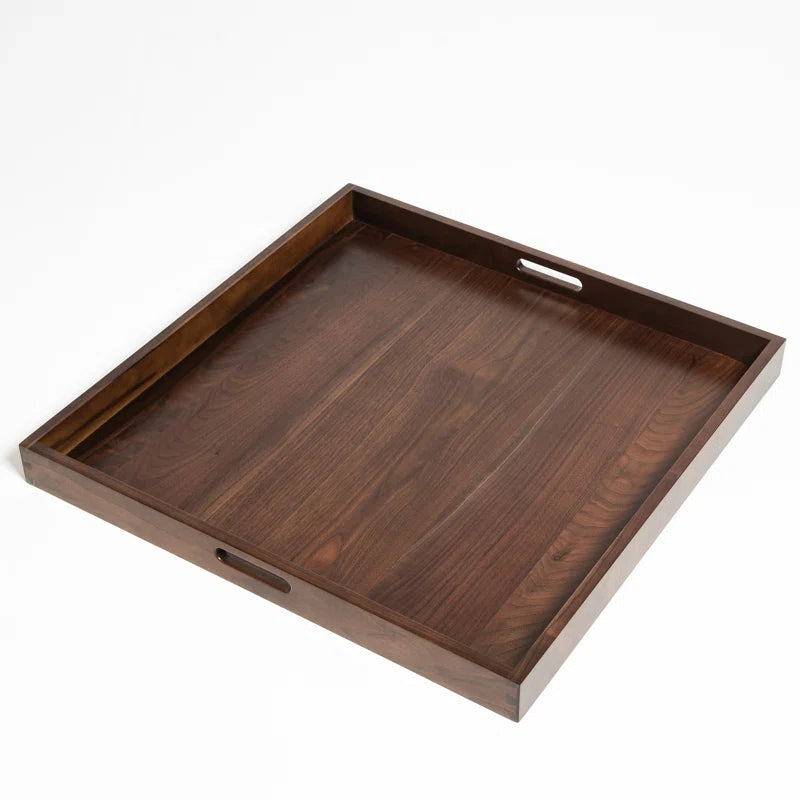 Elegant Black Walnut Solid Wood Serving Tray - Perfect for Ottomans!