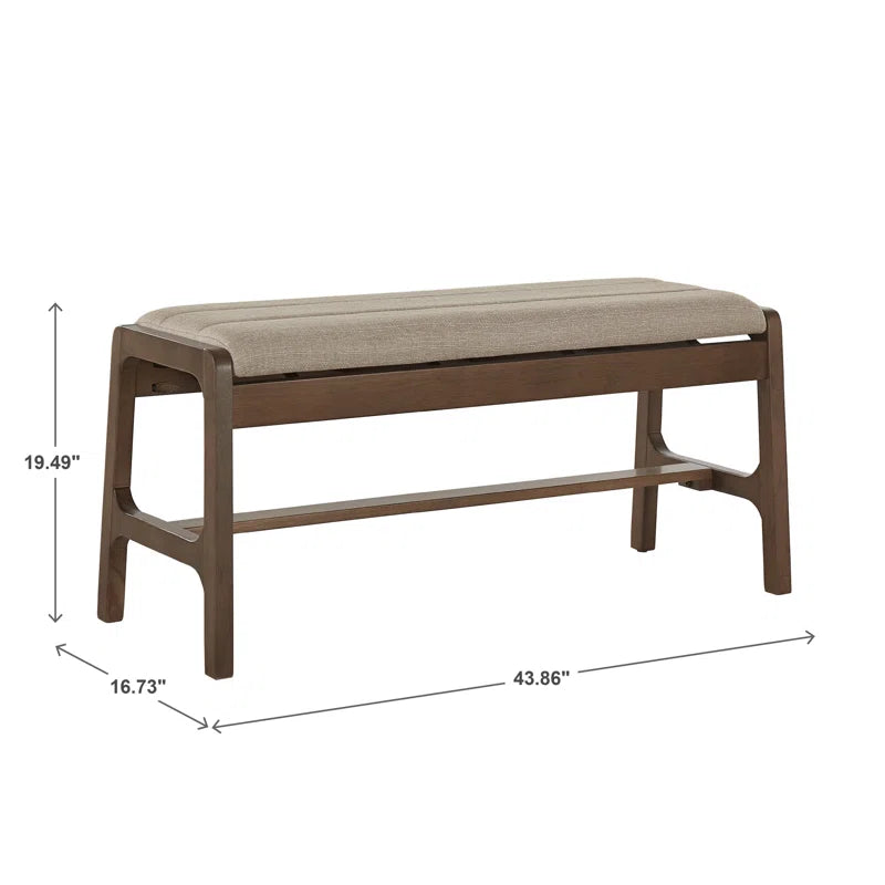 Skovde Modern Scandinavian Wood Finish Bench - Beige Fabric, Walnut Veneer