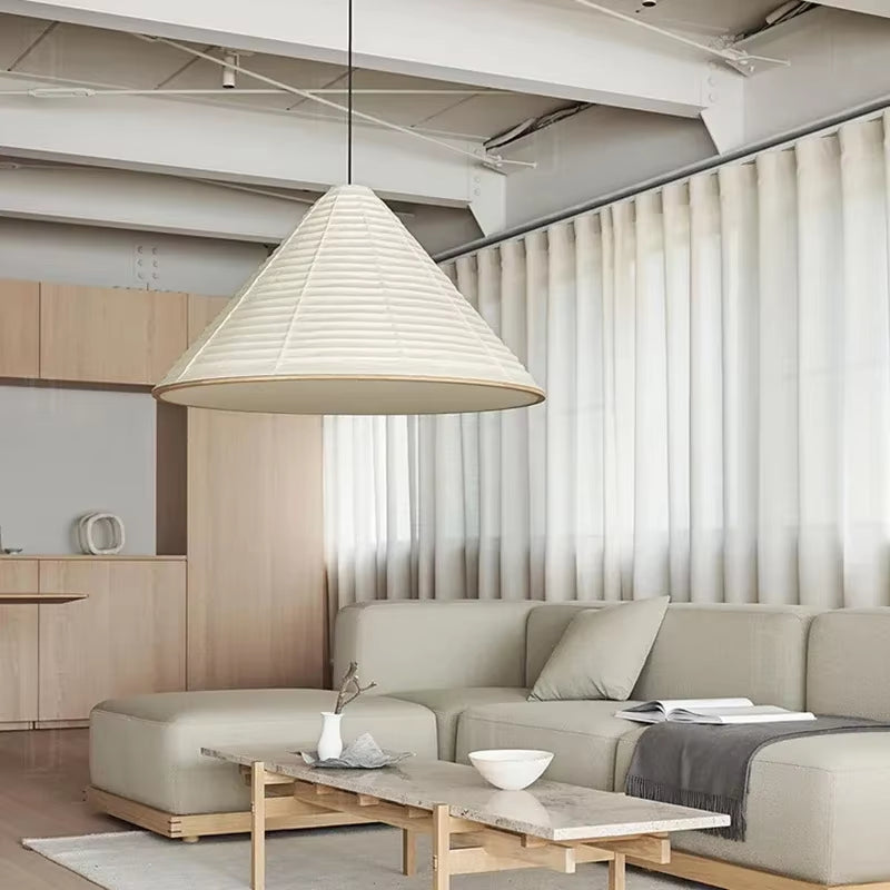 Japanese Style Wabi-Sabi Pendant Lights Designer Rice Paper Dining Room Lamp Creative Living Room round Triangle Atmosphere Lamp