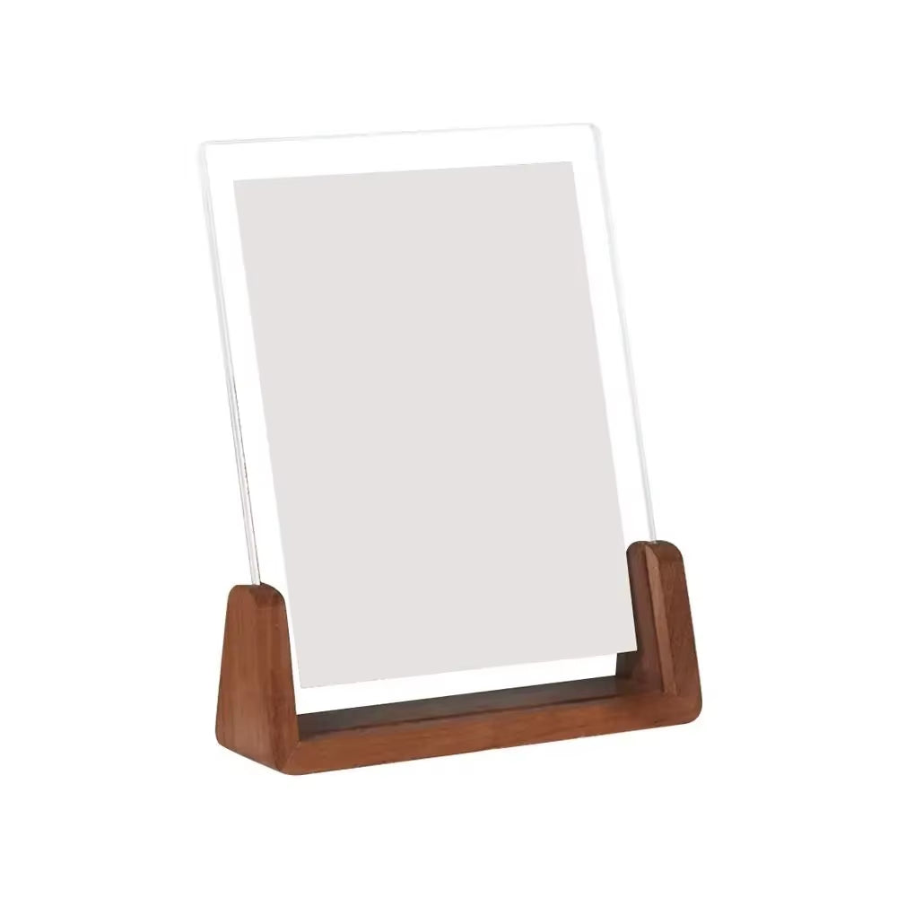 Elegant Walnut & Beech U-Shaped Acrylic Photo Frame - Perfect for Wedding Memories & Office Decor