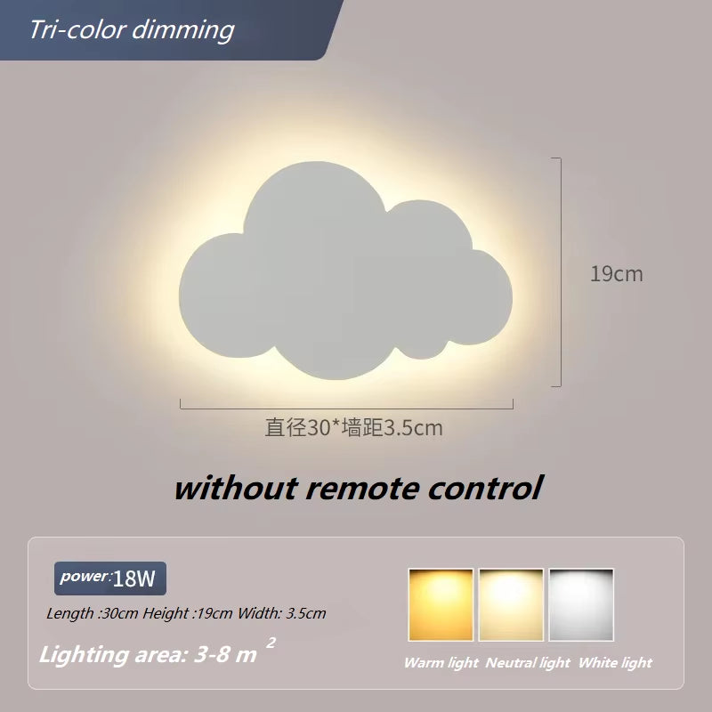 Cloud Wall Lamp Ins Style Minimalist Bedside Lamp Cute Cartoon Boys and Girls Children'S Room Bedroom Wall Lamp Study Lamp