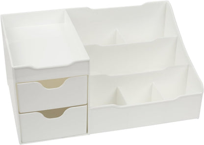 Elegant White Cosmetic Storage Organizer - Perfect for Your Vanity, Bathroom Counter, or Dresser - Effortlessly Organize Cosmetics, Jewelry, and Hair Accessories!