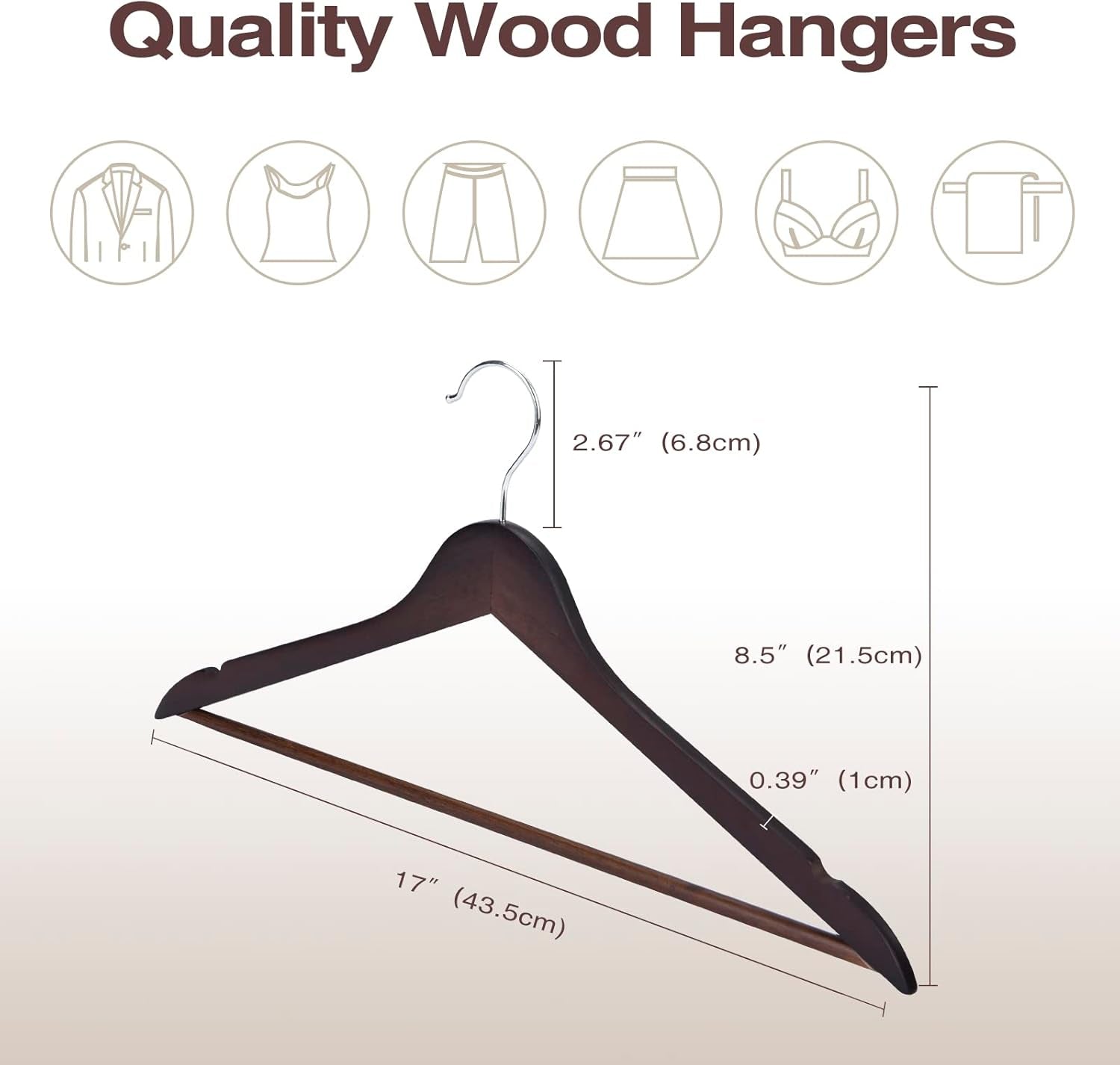 Premium 30 Pack Wooden Hangers - Elegant Smooth Finish with 360° Swivel Hook and Notches for Versatile Clothing Storage - Lightweight Walnut Wood for Coats, Suits, Dresses, and More