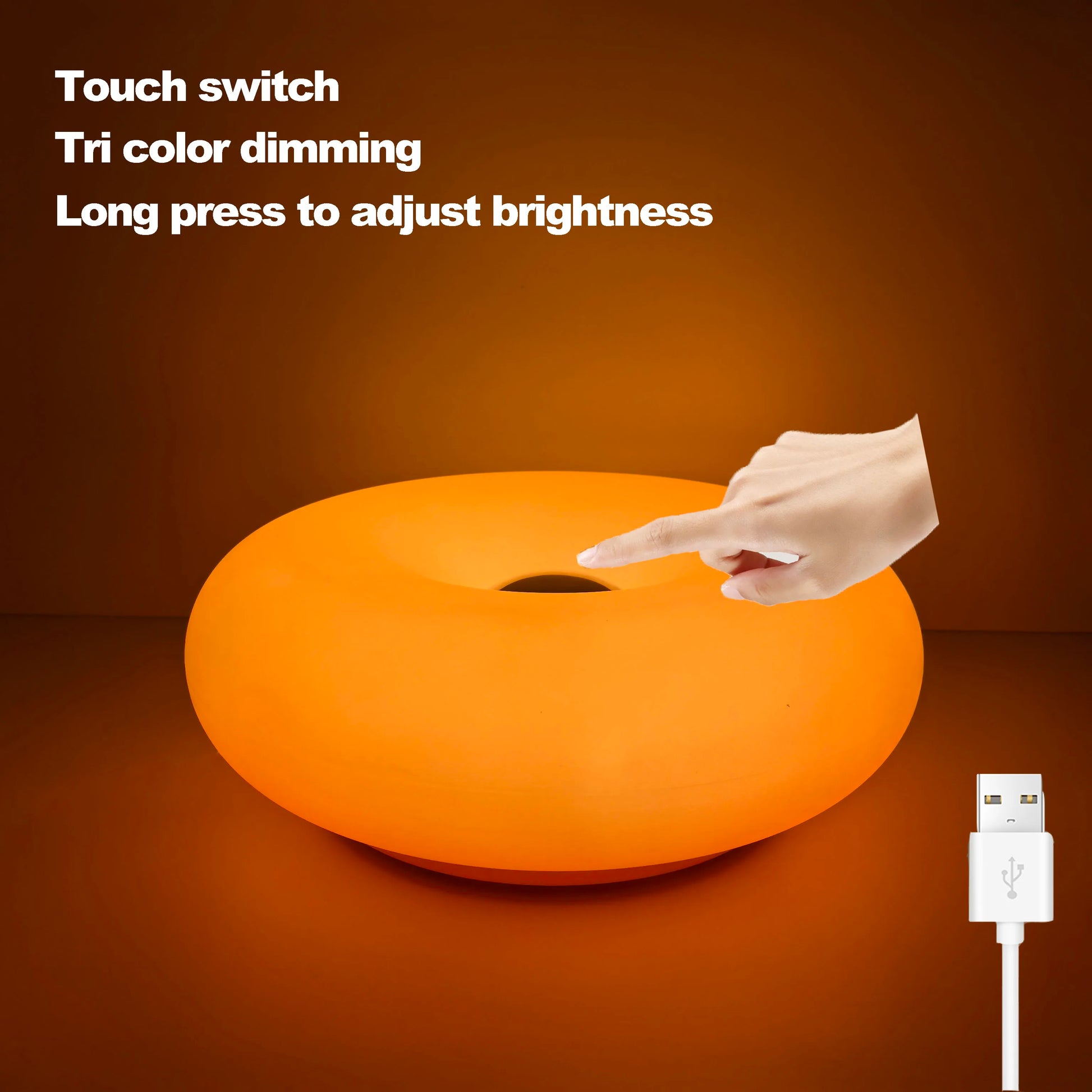 Bauhaus Table Lamp USB Plug Bedroom Bedside Lamp Living Room Dining Room Decoration Donut Ambient Light（Not Glass）