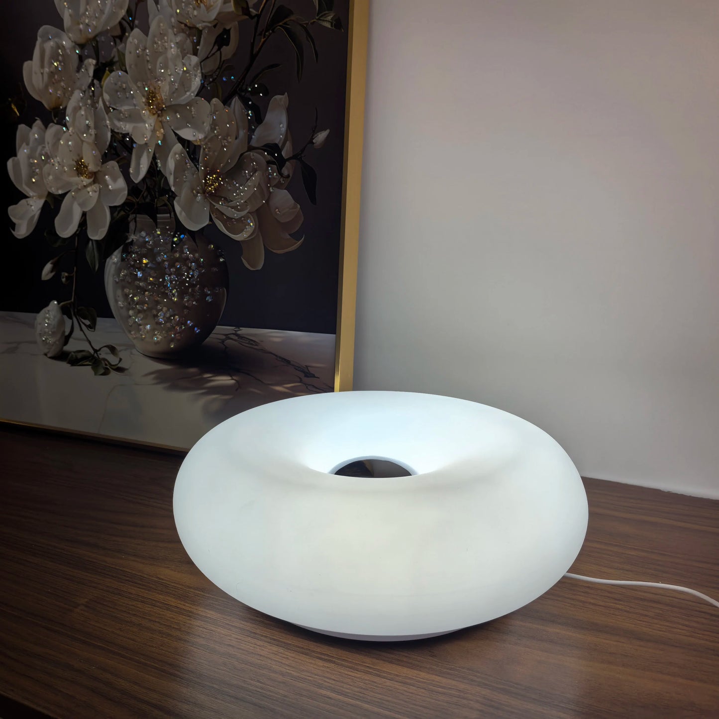 Bauhaus Table Lamp USB Plug Bedroom Bedside Lamp Living Room Dining Room Decoration Donut Ambient Light（Not Glass）