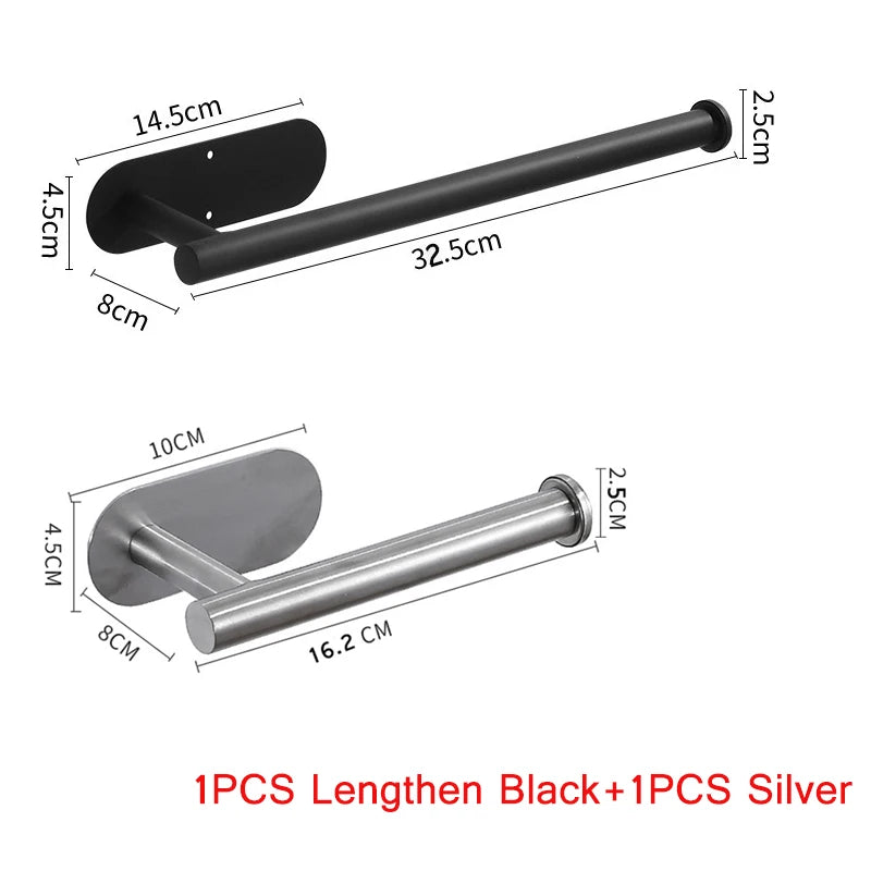 Toilet Paper Holder Easy-Install Bathroom Kitchen Paper Roll Holder No Punching Wall Mount Stainless Steel Toilet Paper Holder