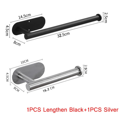 Toilet Paper Holder Easy-Install Bathroom Kitchen Paper Roll Holder No Punching Wall Mount Stainless Steel Toilet Paper Holder