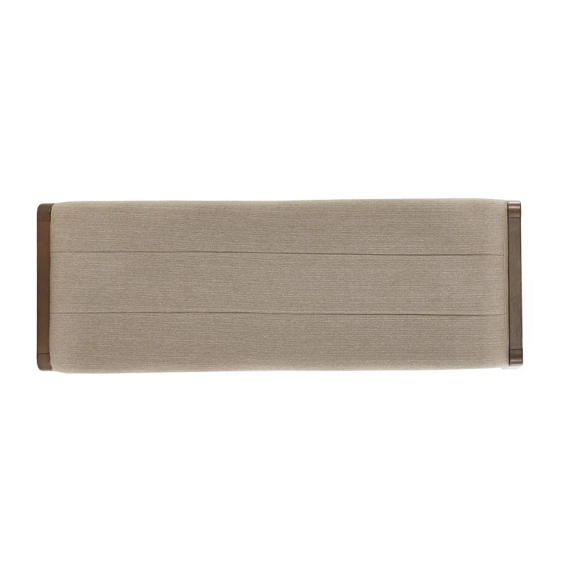 Skovde Modern Scandinavian Wood Finish Bench - Beige Fabric, Walnut Veneer