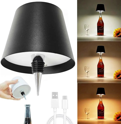 Wireless Wine Bottle Lamp Type-C Charging Touch Control Wine Bottle Light Dimming LED Table Lamp Cafe Bar Atmosphere Night Light