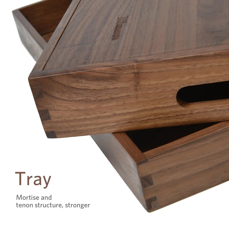 Elegant Black Walnut Solid Wood Serving Tray - Perfect for Ottomans!